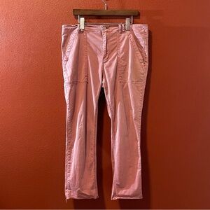 Pilcro Women’s Casual Flat Front Pink Straight Leg‎ Raw Hem Cargo Pants